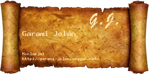 Garami Jolán névjegykártya